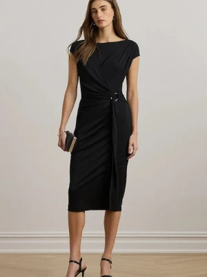 Lauren Ralph Lauren sukienka kolor czarny midi dopasowana 200973601
