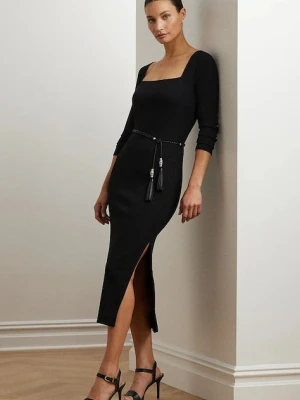 Lauren Ralph Lauren sukienka kolor czarny midi dopasowana 200978539
