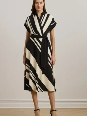 Lauren Ralph Lauren sukienka kolor czarny midi rozkloszowana 250963463