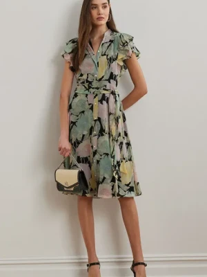 Lauren Ralph Lauren sukienka kolor czarny midi rozkloszowana 250975137
