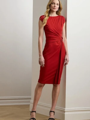 Lauren Ralph Lauren sukienka kolor czerwony midi dopasowana 200973601