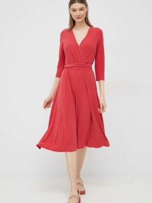 Lauren Ralph Lauren sukienka kolor czerwony mini rozkloszowana