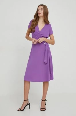 Lauren Ralph Lauren sukienka kolor fioletowy mini rozkloszowana