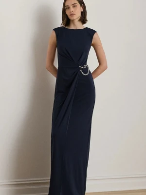 Lauren Ralph Lauren sukienka kolor granatowy maxi dopasowana 253979877