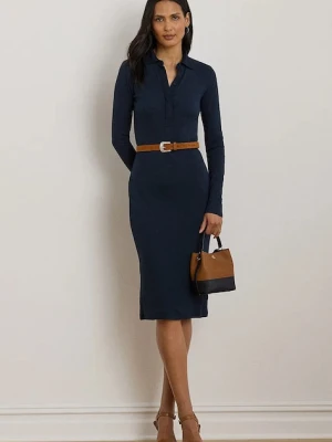 Lauren Ralph Lauren sukienka kolor granatowy midi dopasowana 200980032