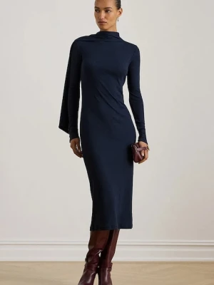 Lauren Ralph Lauren sukienka kolor granatowy midi dopasowana 200P03733