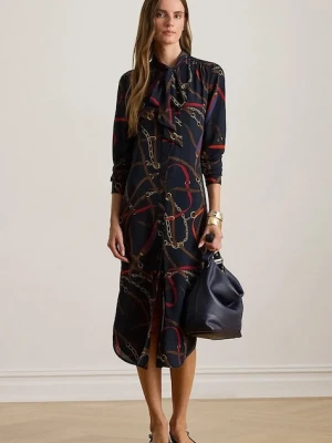 Lauren Ralph Lauren sukienka kolor granatowy midi prosta 200P03552