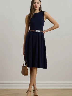 Lauren Ralph Lauren sukienka kolor granatowy midi rozkloszowana 200973402