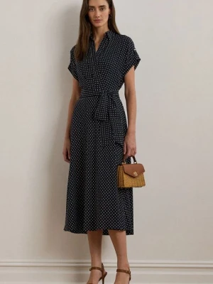Lauren Ralph Lauren sukienka kolor granatowy midi rozkloszowana 250957093