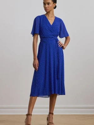 Lauren Ralph Lauren sukienka kolor niebieski midi rozkloszowana 250957083