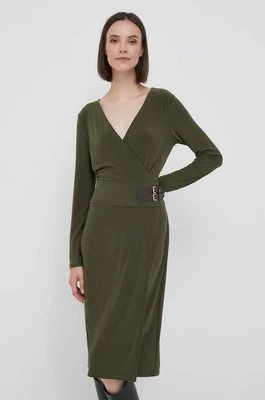 Lauren Ralph Lauren sukienka kolor zielony midi prosta
