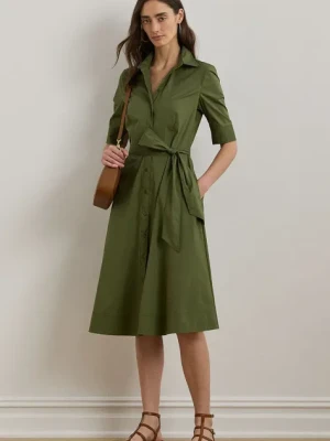 Lauren Ralph Lauren sukienka kolor zielony mini rozkloszowana