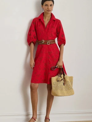 Lauren Ralph Lauren sukienka koszulowa bawełniana czerwony