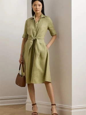 Lauren Ralph Lauren sukienka rozkloszowana lniana zielony