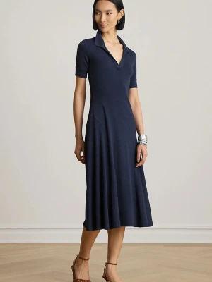 Lauren Ralph Lauren sukienka rozkloszowana z modalem granatowy