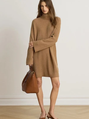 Lauren Ralph Lauren sukienka sweterkowa wełniana brązowy