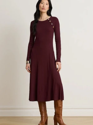 Lauren Ralph Lauren sukienka z bawełną bordowy