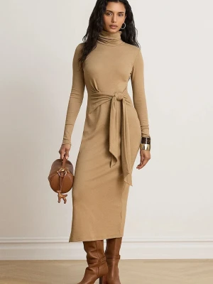 Lauren Ralph Lauren sukienka z bawełną brązowy