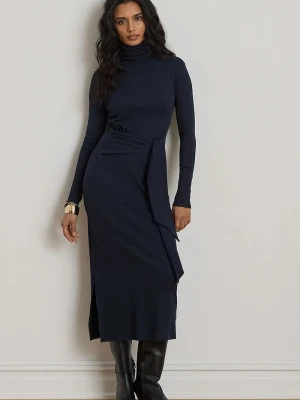 Lauren Ralph Lauren sukienka z bawełną granatowy