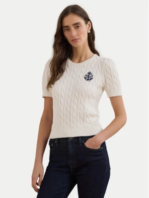 LAUREN RALPH LAUREN Sweter 200961681002 Biały Slim Fit