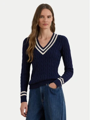 LAUREN RALPH LAUREN Sweter 200B22020002 Granatowy Relaxed Fit