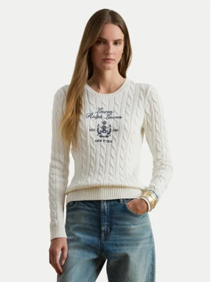 LAUREN RALPH LAUREN Sweter 200P03508003 Biały Slim Fit