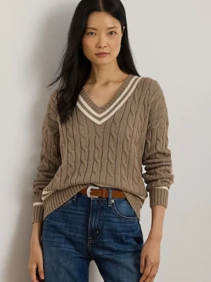 Lauren Ralph Lauren sweter bawełniany damski kolor beżowy 200979662