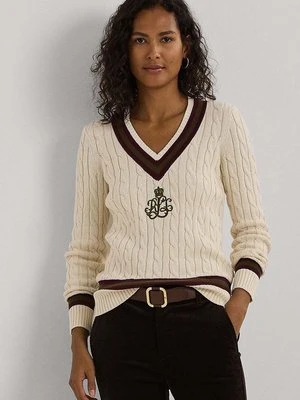 Lauren Ralph Lauren sweter bawełniany kolor beżowy 200951624