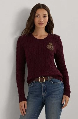 Lauren Ralph Lauren sweter bawełniany kolor bordowy 200962263