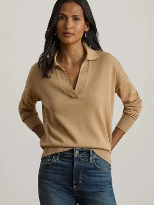 Lauren Ralph Lauren sweter damski z bawełną beżowy