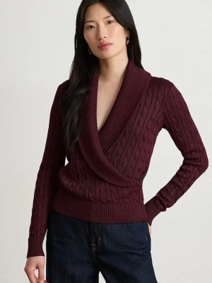 Lauren Ralph Lauren sweter damski z bawełną bordowy