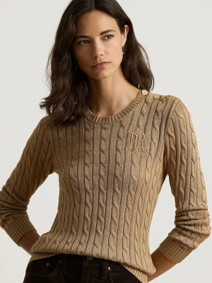 Lauren Ralph Lauren sweter damski z bawełną brązowy