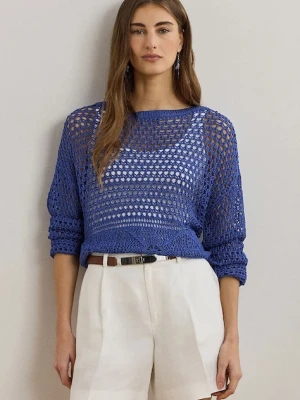 Lauren Ralph Lauren sweter lniany damski kolor niebieski 200971146