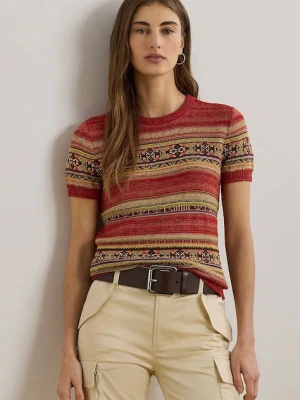 Lauren Ralph Lauren sweter z domieszką lnu damski kolor czerwony lekki 200971321