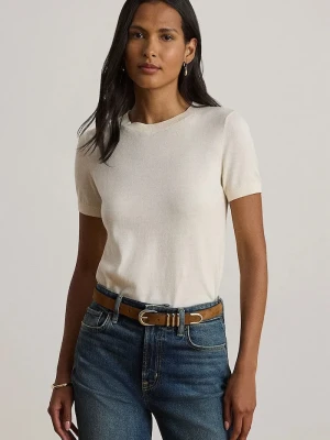 Lauren Ralph Lauren sweter z krótkim rękawem damski z modalem beżowy