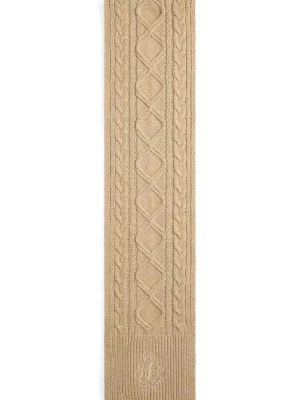 Lauren Ralph Lauren szalik z dodatkiem wełny damski kolor beżowy gładki 454P04467