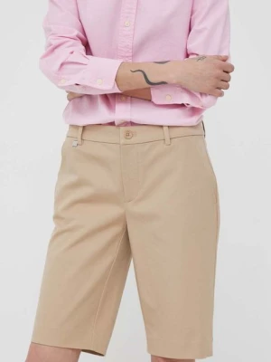 Lauren Ralph Lauren szorty damskie kolor beżowy gładkie medium waist