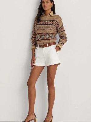 Lauren Ralph Lauren szorty damskie kolor biały gładkie high waist