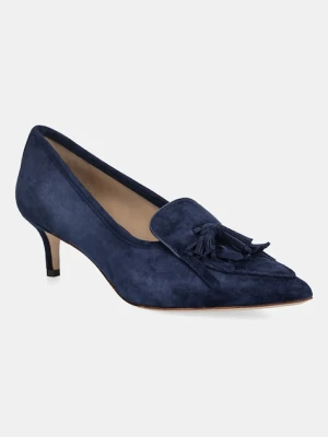 Lauren Ralph Lauren szpilki zamszowe Adrienne Klt kolor granatowy na niskim obcasie 802P04172004