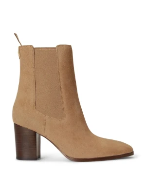Lauren Ralph Lauren sztyblety na wysokim obcasie damskie nubukowe Rlyn Bte Hl beżowy