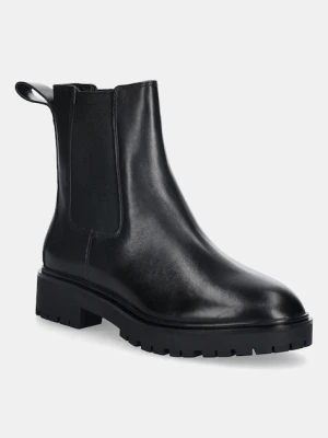 Lauren Ralph Lauren sztyblety skórzane Allyson damskie kolor czarny na płaskim obcasie 802967818001