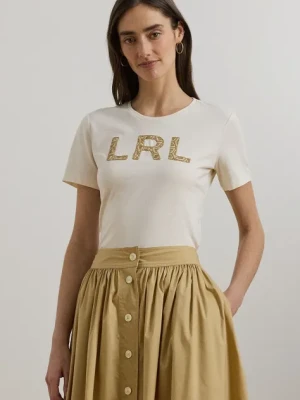 Lauren Ralph Lauren t-shirt bawełniany damski kolor beżowy 200963950