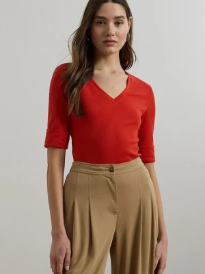 Lauren Ralph Lauren t-shirt bawełniany damski kolor czerwony 200815843