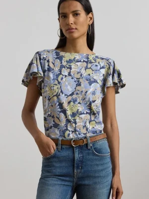 Lauren Ralph Lauren t-shirt bawełniany damski kolor niebieski 200963875
