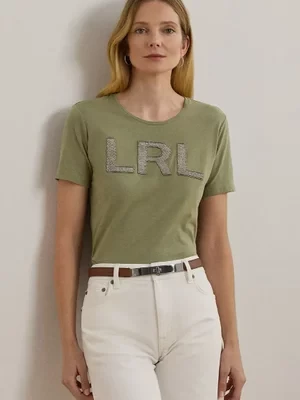 Lauren Ralph Lauren t-shirt bawełniany damski kolor zielony 200963874