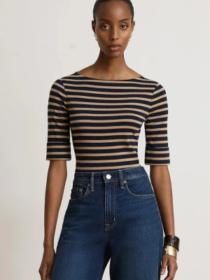 Lauren Ralph Lauren T-shirt damski bawełniany z elastanem granatowy