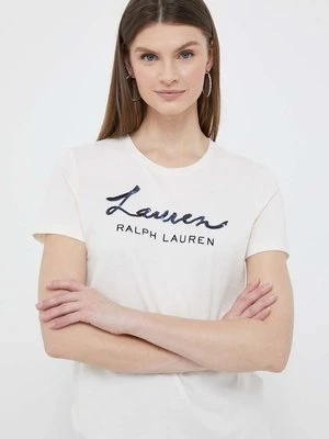 Lauren Ralph Lauren t-shirt damski kolor beżowy