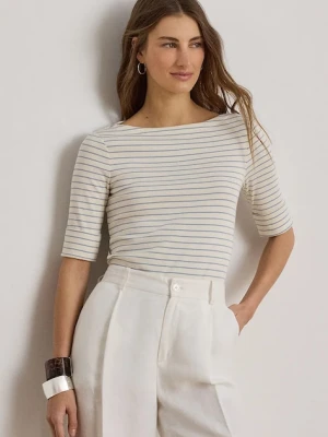 Lauren Ralph Lauren T-shirt damski z bawełną beżowy