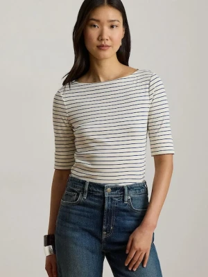 Lauren Ralph Lauren T-shirt damski z bawełną beżowy