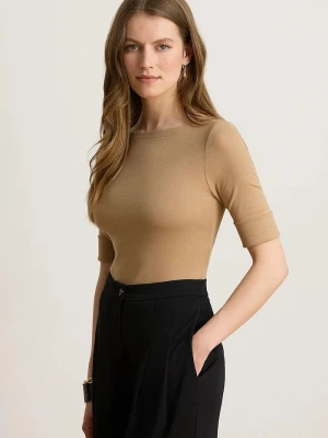 Lauren Ralph Lauren T-shirt damski z bawełną brązowy